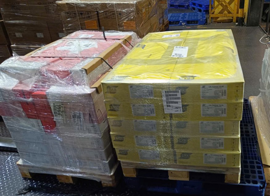 (Cargo palletized, shrink-wrapped, and controlled upon arrival in Hanoi)