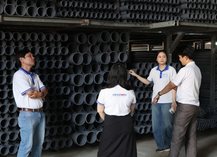 On-site survey of plastic pipe categories at the staging and storage areas